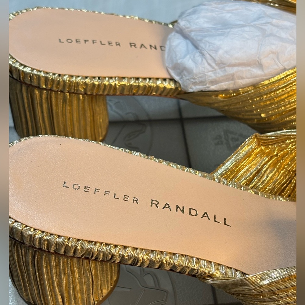 Loeffler Randall Gold Metallic Bow Mules - Picture 7 of 10